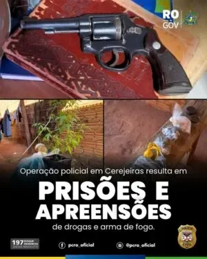 Operação policial em Cerejeiras resulta em prisões e apreensões de drogas e arma de fogo