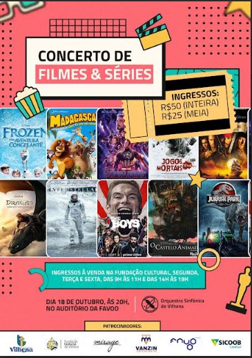 Orquestra Sinfônica de Vilhena promove Concerto de Filmes e Séries no auditório da Favoo neste sábado, 18