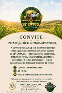 ASCCOL convoca comunidade para prestação de contas da 38ª EXPOCOL em Colorado do Oeste