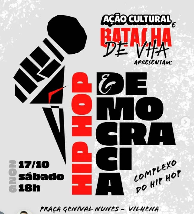 Hip Hop e democracia: evento gratuito reúne arte, debate e batalha de rimas em Vilhena